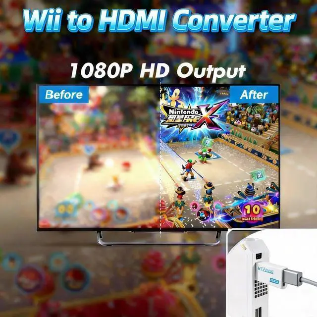 Alt view image 7 of 7 - Wii Accessories, AC Power Cord, Wii to HDMI Adapter, USB Motion Sensor Bar | 4-IN1, Wii Sensor Bar, AC Power Supply, Wii to HDMI Adapter Converter with HDMI Cable for Nintendo Wii Console, Sport Games