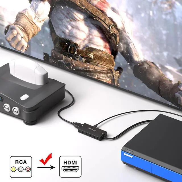 Alt view image 4 of 6 - RCA to HDMI Converter, AV to HDMI Adapter Support 1080P/720P for PS2/PS3/N64/Wii/VHS/VCR/DVD/Blue-Ray Players etc.