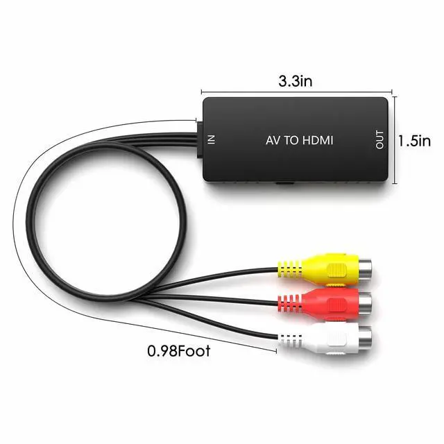 Alt view image 5 of 6 - RCA to HDMI Converter, AV to HDMI Adapter Support 1080P/720P for PS2/PS3/N64/Wii/VHS/VCR/DVD/Blue-Ray Players etc.