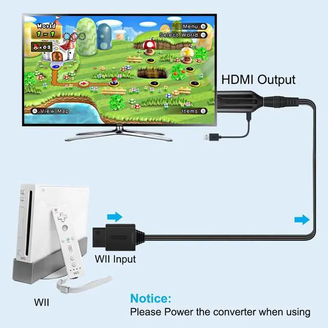 Alt view image 6 of 7 - Wii to HDMI 1M(3.2FT) Cable Converter,1080P/ 720P Wii HDMI Adapter Output Video Audio Wii HDMI Converter Supports All Wii Display Modes, NTSC .Compatible with Wii, Wii U, HDTV
