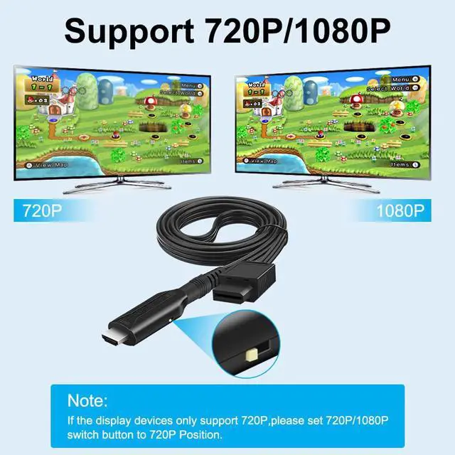 Alt view image 5 of 7 - Wii to HDMI 1M(3.2FT) Cable Converter,1080P/ 720P Wii HDMI Adapter Output Video Audio Wii HDMI Converter Supports All Wii Display Modes, NTSC .Compatible with Wii, Wii U, HDTV