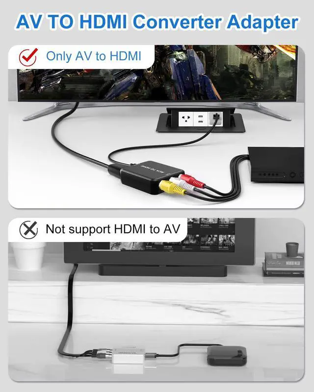 Alt view image 4 of 6 - RCA to HDMI Converter, AV to HDMI, Composite to HDMI Adapter | Supports PAL/NTSC, For PS2/VHS/VCR/N64/DVD Player/WII/Crt tv