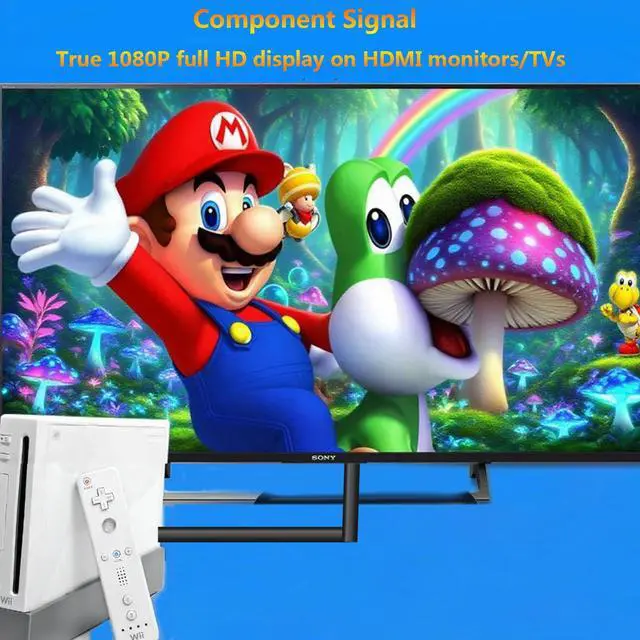 Alt view image 2 of 7 - Wii to HDMI Converter Cable Adapter with Blue Indicator, Ypbpr/Component Image and Bypass (Better Than AV Video Quality),HDTV Cord for Wii to HDMI TV/Monitor (1.5m /4.92FT)