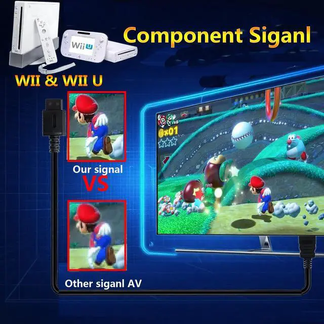 Alt view image 3 of 7 - Wii to HDMI Converter Cable Adapter with Blue Indicator, Ypbpr/Component Image and Bypass (Better Than AV Video Quality),HDTV Cord for Wii to HDMI TV/Monitor (1.5m /4.92FT)
