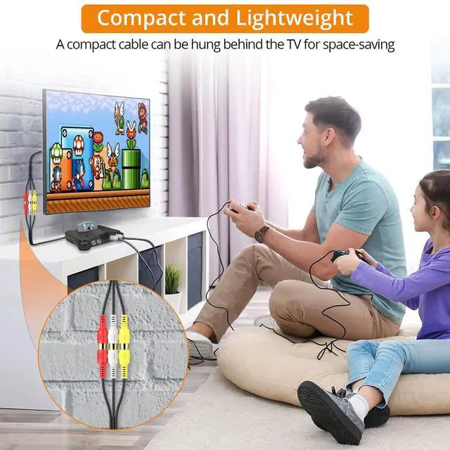 Alt view image 7 of 7 - RCA to HDMI Converter 60cm/2ft AV to HDMI Cable | Supports 16:9/4:3 Aspect Conversion Built-in RCA Cable