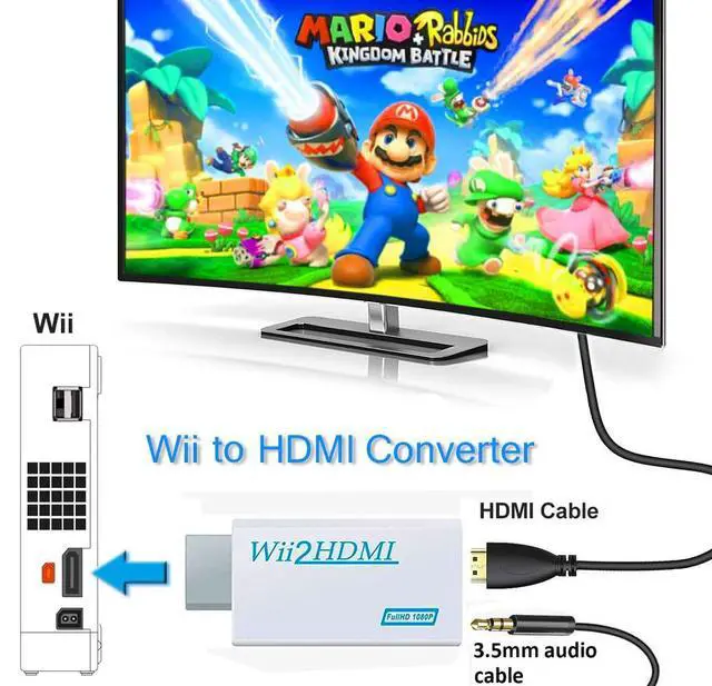 Alt view image 2 of 7 - Wii to HDMI Converter, Wii2 to HDMI for HD Video Audio Output with 3.5mm Audio Jack, Supports All Wii Display Modes 1080P 720P, Wii, Wii U, HDTV, Monitor, NTSC