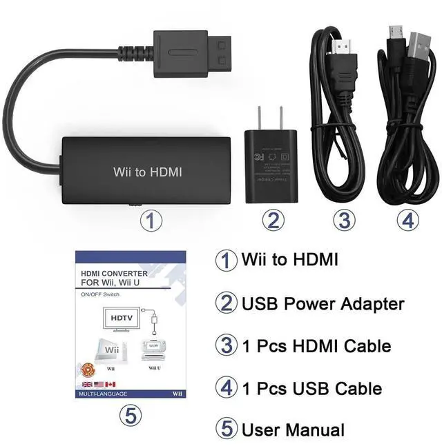 Alt view image 7 of 7 - Wii to HDMI Adapter - Convert 1080P/720P Ypbpr Signals to Digital HDMI for Nintendo Wii and U