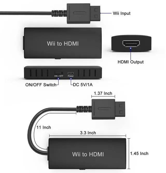 Alt view image 6 of 7 - Wii to HDMI Adapter - Convert 1080P/720P Ypbpr Signals to Digital HDMI for Nintendo Wii and U