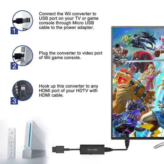 Alt view image 3 of 7 - Wii to HDMI Adapter - Convert 1080P/720P Ypbpr Signals to Digital HDMI for Nintendo Wii and U