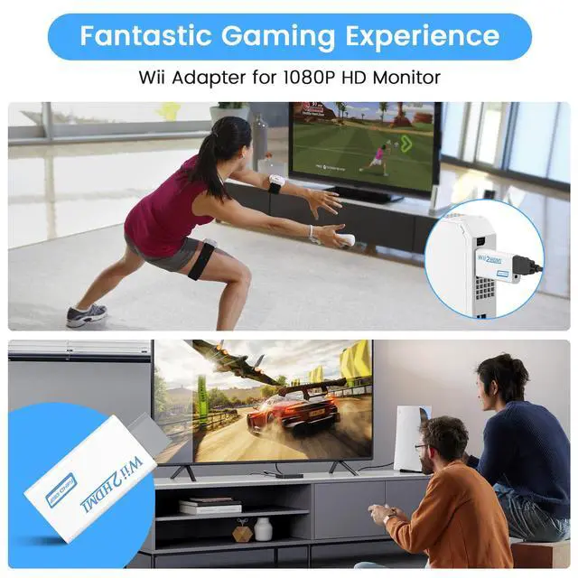Alt view image 5 of 7 - Wii to HDMI Converter, Wii to HDMI Adapter 1080P with 3.5mm Audio Jack, Compatible with Wii & Wii U, HDMI, Monitor, Display-Supports All Wii Display Modes