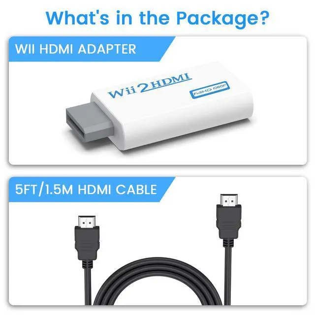 Alt view image 7 of 7 - Wii to HDMI Converter, Wii to HDMI Adapter 1080P with 3.5mm Audio Jack, Compatible with Wii & Wii U, HDMI, Monitor, Display-Supports All Wii Display Modes