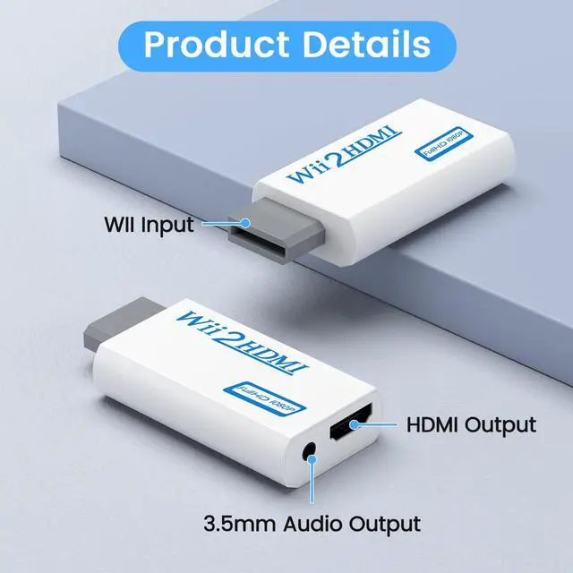 Alt view image 3 of 7 - Wii to HDMI Converter, Wii to HDMI Adapter 1080P with 3.5mm Audio Jack, Compatible with Wii & Wii U, HDMI, Monitor, Display-Supports All Wii Display Modes