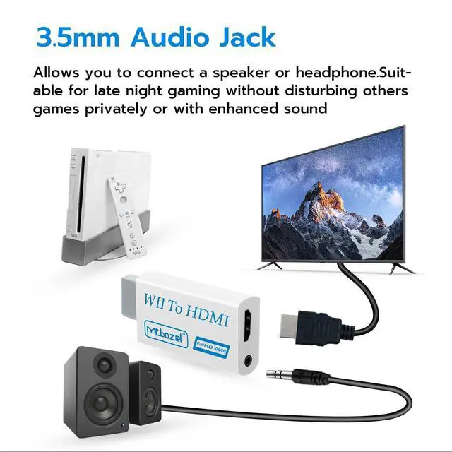 Alt view image 5 of 7 - Wii to HDMI Adapter Converter 1080P with 1.5M HDMI Cable