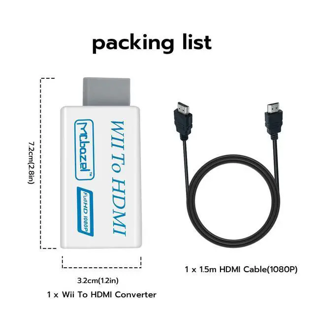 Alt view image 7 of 7 - Wii to HDMI Adapter Converter 1080P with 1.5M HDMI Cable