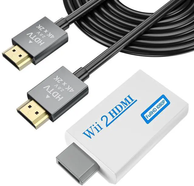 Main image of Wii HDMI Adapter 1080P with 3.5mm Audio Jack, HDMI Converter with 4.92ft HDMI Cable Compatible with Wii/Wii U Accessories Bundle Kits (HDMI Converter+HDMI Cable)
