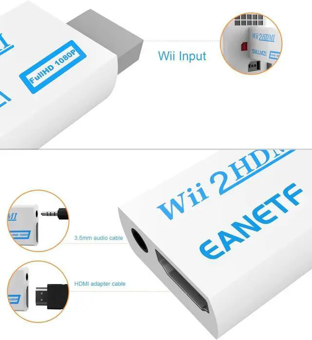 Alt view image 2 of 7 - Wii to HDMI Converter 1080P 5ft with Audio for Wii Console