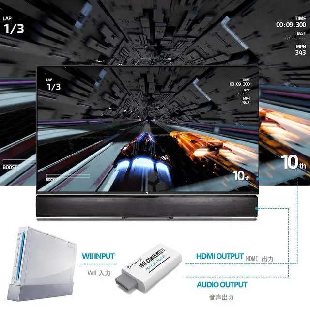 Alt view image 2 of 7 - Wii to HDMI Converter 1080P for Full HD Device, Wii HDMI Adapter with 3,5mm Audio Jack&HDMI Output Compatible with Wii, Wii U, HDTV, Monitor-Supports All Wii Display Modes 720P, NTS