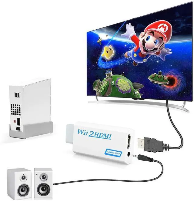 Alt view image 5 of 5 - Wii to HDMI Converter,Wii HDMI Adapter Output Video Audio HDMI Converter 1080Pwith 3,5mm Audio Jack&HDMI Output Compatible with Wii, Wii U, HDTV, Supports All Wii Display Modes 720P, NTSC