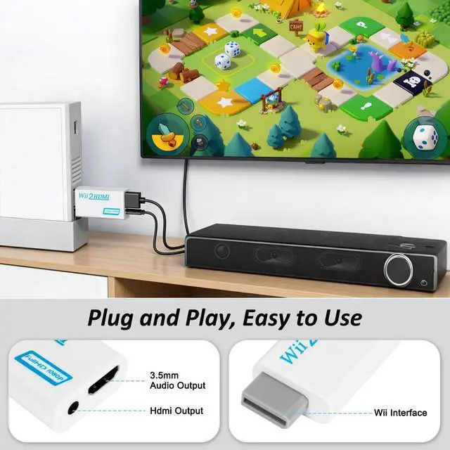 Alt view image 5 of 7 - Wii to HDMI Adapter with 5FT HDMI Cable Wii to HDMI Converter,White