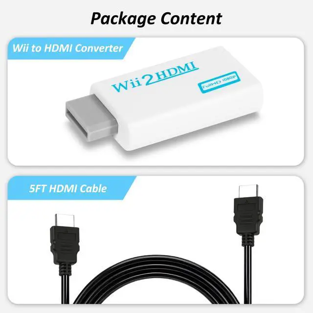 Alt view image 7 of 7 - Wii to HDMI Adapter with 5FT HDMI Cable Wii to HDMI Converter,White