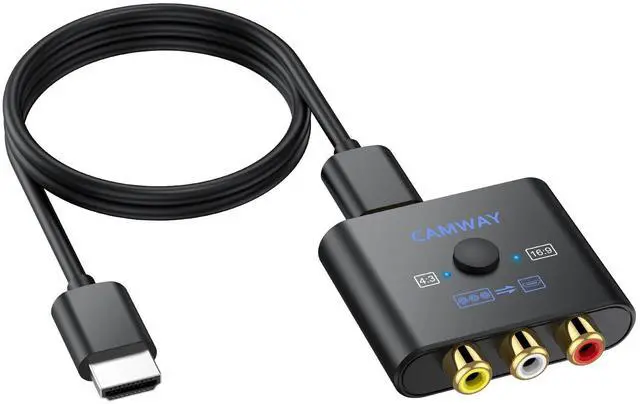 Main image of RCA to HDMI Converter - 16:9/4:3 Conversion 1080P AV to HDMI Adapter for Wii/PS1/PS2/N64/X-box/DVD/VCR,Composite CVBS Video Audio Converter with HDMI Cable Supports PAL,NTSC