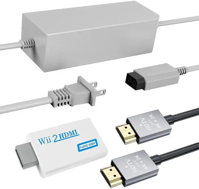 Main image of 3 in 1 Wii to HDMI Converter, Come with Power Cord AC Adapter Supply and 4.92FT High Speed HDMI Cable Accessories Bundle Kits(Not for Wii U)