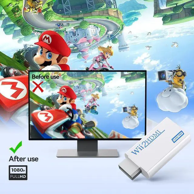 Alt view image 3 of 7 - Wii to HDMI Converter, 1080P Wii HDMI Adapter with 3.5mm Audio Jack