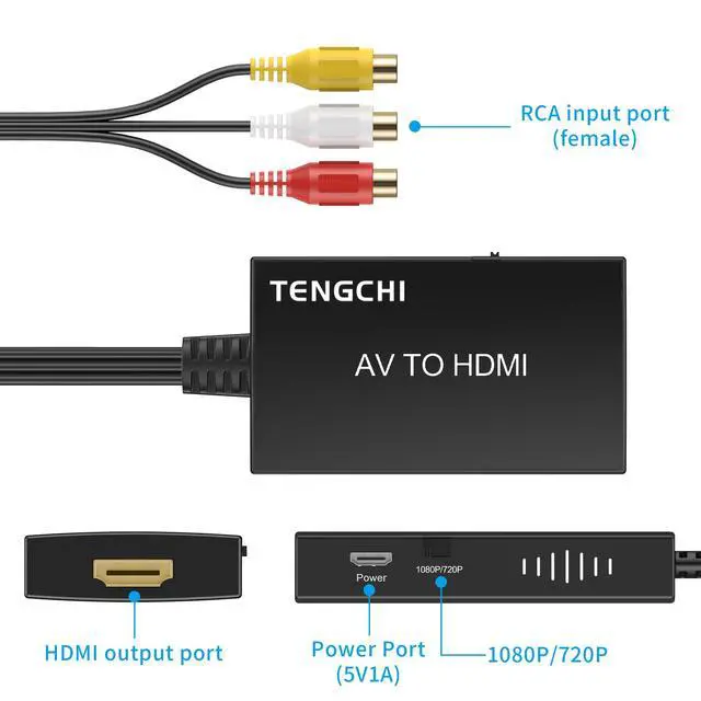 Alt view image 3 of 7 - RCA to HDMI Converter, AV to HDMI Adapter