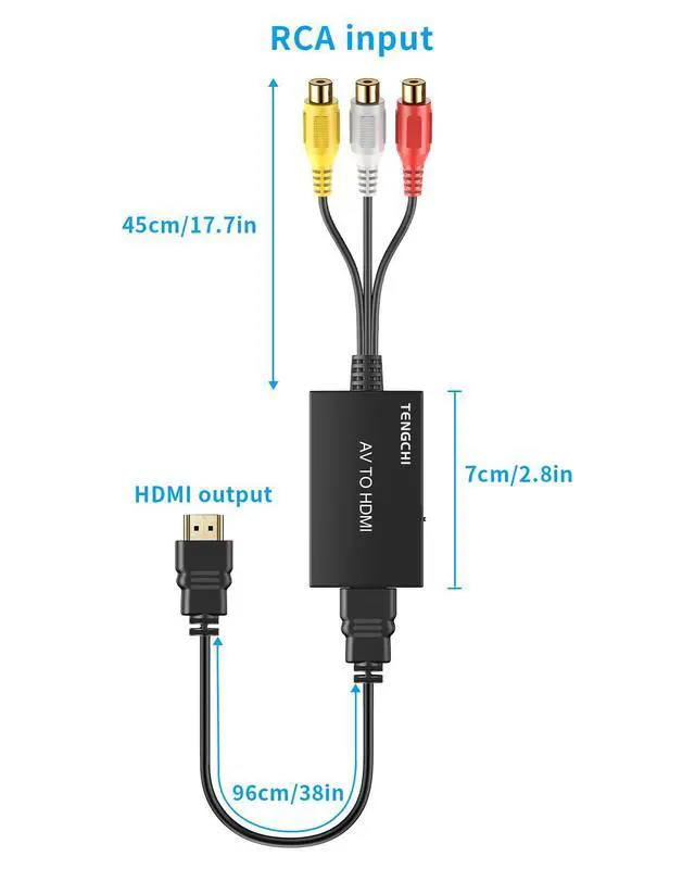 Alt view image 7 of 7 - RCA to HDMI Converter, AV to HDMI Adapter