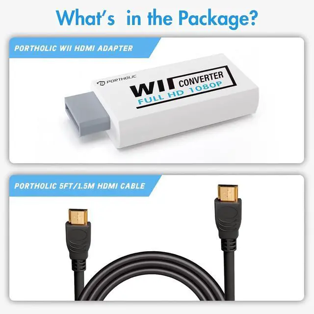 Alt view image 2 of 7 - Wii to HDMI Converter 1080P with 5ft High Speed HDMI Cable Wii2 HDMI Adapter Output Video&Audio with 3.5mm Jack Audio, Support All Wii Display 720P, NTSC, Compatible with Full HD Devic