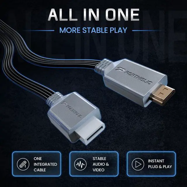 Alt view image 2 of 6 - Wii to HDMI Adapter Converter 1080P 5ft/150cm,Wii HDMI Cable for Full HD Device,Plug & Play Wii 2 HDMI Cord, Compatible with Nintendo Wii/Wii U, HDTV, Monitor-Supports All Wii Display Mode
