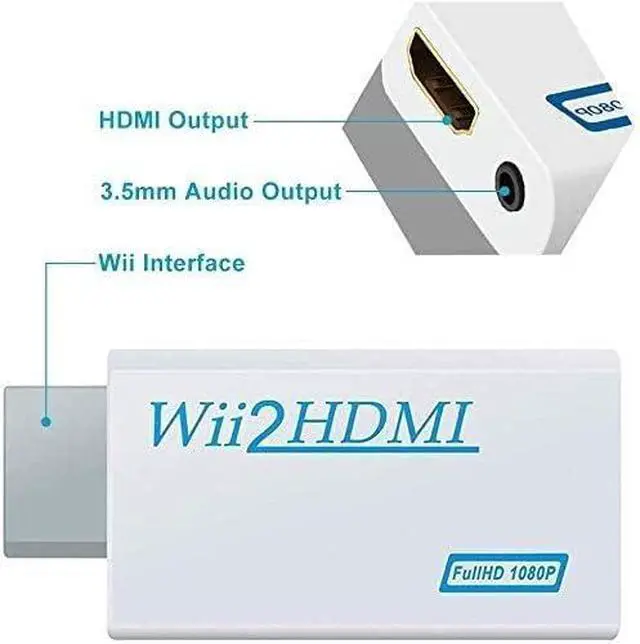 Alt view image 6 of 6 - Wii to HDMI Adapter, WII to Hdmi Converter, Connect Wii Console to HDMI Display Monitor with 3.5mm Audio Supports All Wii Display Modes