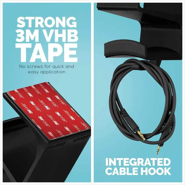 Alt view image 3 of 7 - The VULCAN - Under Desk Gamepad Controller & Headphone Hanger Holder Stand - Designed for XBOX ONE, PS4, PS3, PS5, Dualshock, Switch, PC, Steelseries, Steam & More