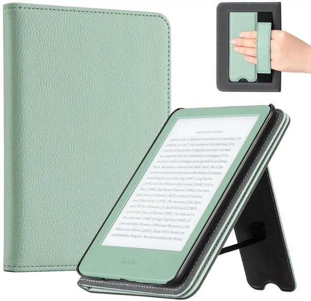 Main image of Case with Stand for for 6" Kindle (2024 & 2022, 11th Gen) PU Leather Smart Cover with Auto Sleep/Wake & Hand Strap, Premium Protective Case for Kindle Basic,Sage Green