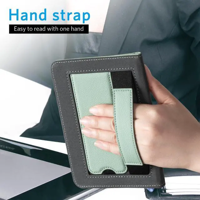 Alt view image 3 of 6 - Case with Stand for for 6" Kindle (2024 & 2022, 11th Gen) PU Leather Smart Cover with Auto Sleep/Wake & Hand Strap, Premium Protective Case for Kindle Basic,Sage Green