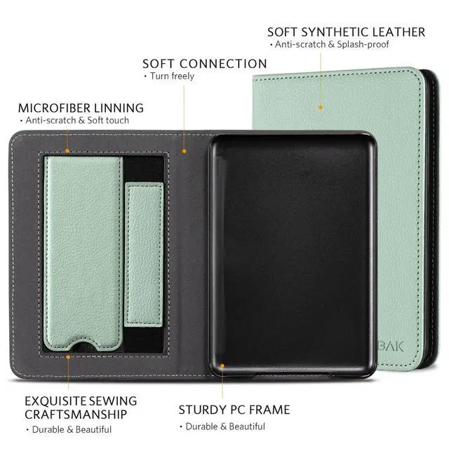 Alt view image 4 of 6 - Case with Stand for for 6" Kindle (2024 & 2022, 11th Gen) PU Leather Smart Cover with Auto Sleep/Wake & Hand Strap, Premium Protective Case for Kindle Basic,Sage Green