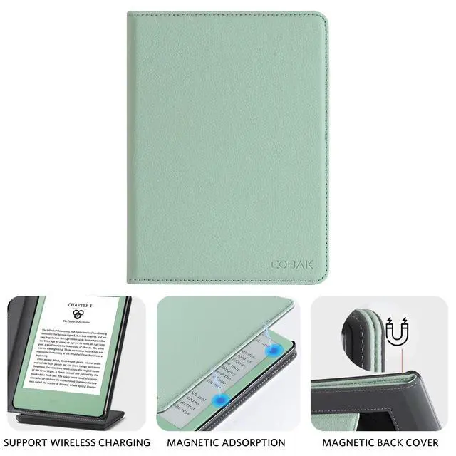 Alt view image 6 of 6 - Case with Stand for for 6" Kindle (2024 & 2022, 11th Gen) PU Leather Smart Cover with Auto Sleep/Wake & Hand Strap, Premium Protective Case for Kindle Basic,Sage Green