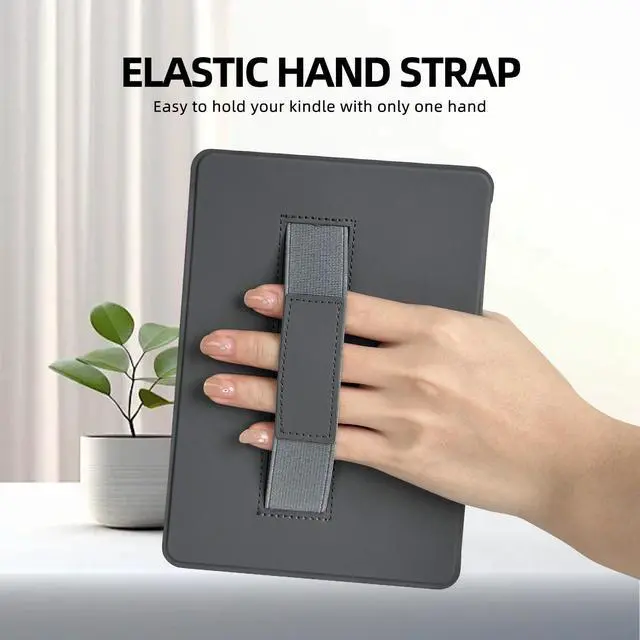Alt view image 3 of 7 - Case for All-New 6" Kindle(11th Generation,2024/2022 Release, Model No.RS23CV/C2V2L3), Slim and Lightweight PU Leather Cover with Hand Strap, Auto Wake/Sleep, Khaki Leopard Print