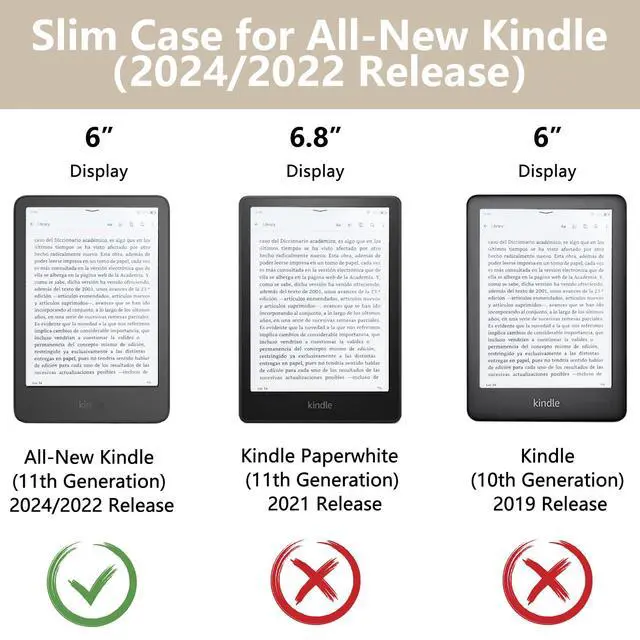 Alt view image 2 of 7 - Case for All-New 6" Kindle(11th Generation,2024/2022 Release, Model No.RS23CV/C2V2L3), Slim and Lightweight PU Leather Cover with Hand Strap, Auto Wake/Sleep, Khaki Leopard Print