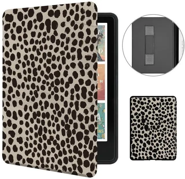 Main image of Case for All-New 7" Kindle Paperwhite and Colorsoft Paperwhite Signature Edition(12th Generation-2024 Released),Premium PU Leather Cover with Hand Strap, Auto Wake/Sleep, Khaki Leopard Print