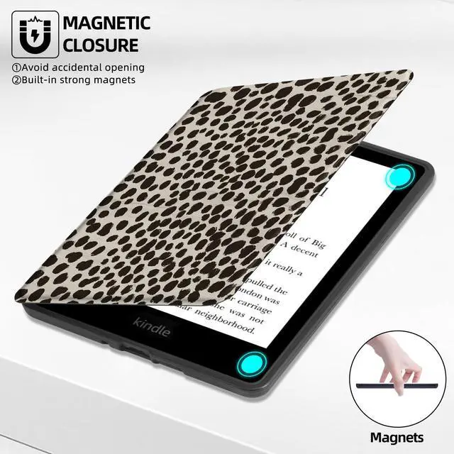 Alt view image 4 of 7 - Case for All-New 7" Kindle Paperwhite and Colorsoft Paperwhite Signature Edition(12th Generation-2024 Released),Premium PU Leather Cover with Hand Strap, Auto Wake/Sleep, Khaki Leopard Print