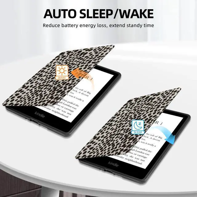 Alt view image 5 of 7 - Case for All-New 7" Kindle Paperwhite and Colorsoft Paperwhite Signature Edition(12th Generation-2024 Released),Premium PU Leather Cover with Hand Strap, Auto Wake/Sleep, Khaki Leopard Print