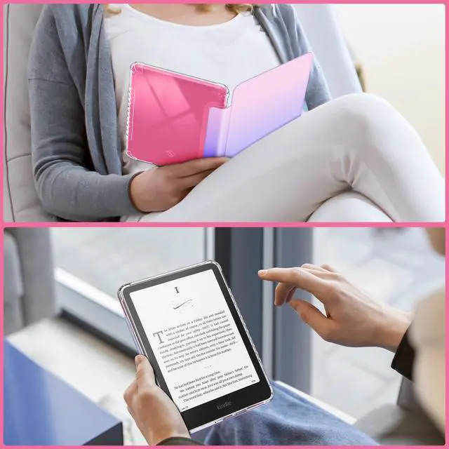 Alt view image 7 of 7 - Clear Case for 7" Kindle Paperwhite 12th Gen 2024 & Kindle Colorsoft | Soft Light TPU Cover, Transparent Back, Scratch-Proof, Auto Wake/Sleep, for Paperwhite 2024 12th Generation, Fantasy Ombre