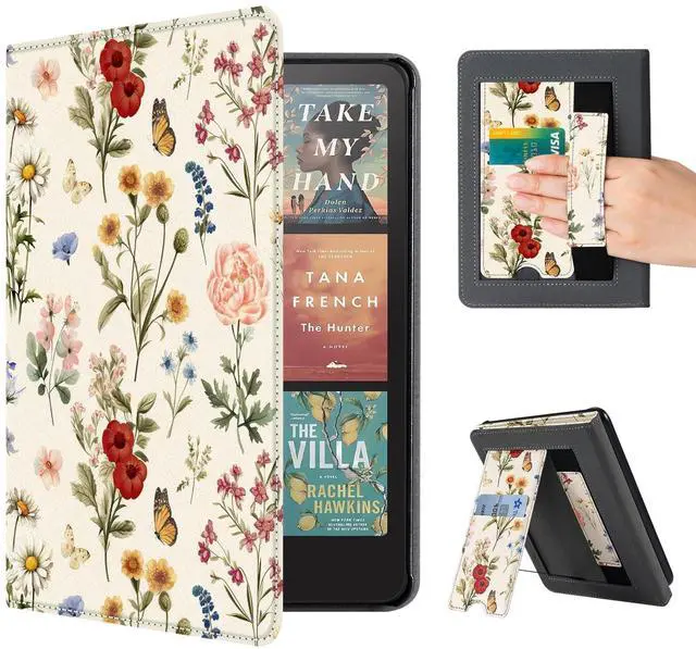 Main image of Case with Stand for Kindle Paperwhite 12th Gen 2024 Released (7") & Kindle Colorsoft Signature Edition - Durable PU Leather Cover with Auto Sleep Wake, Card Slot, Hand Strap Feature, Floralia
