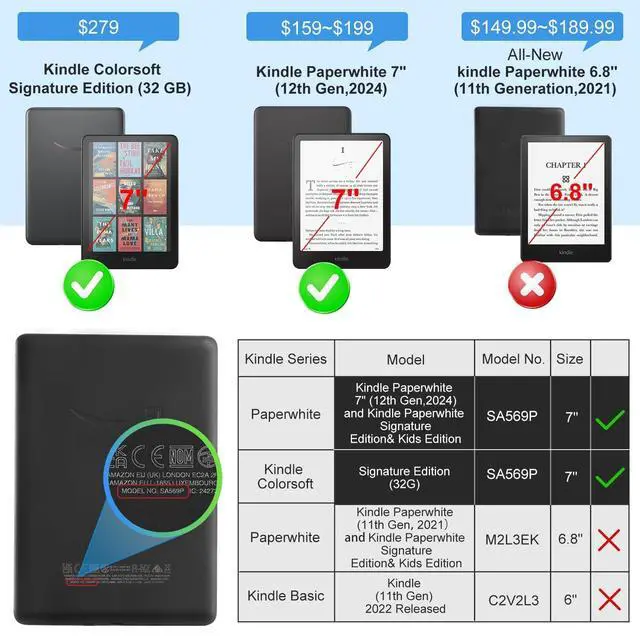 Alt view image 2 of 7 - Case with Stand for Kindle Paperwhite 12th Gen 2024 Released (7") & Kindle Colorsoft Signature Edition - Durable PU Leather Cover with Auto Sleep Wake, Card Slot, Hand Strap Feature, Floralia