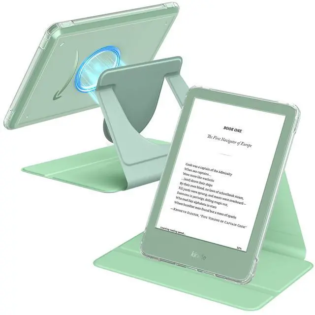 Main image of 360°Rotating Case for 6" Kindle 11th Generation 2024/2022, Matcha | Clear Back, Detachable Magnetic, Adjustable Stand Cover, Auto Wake/Sleep, for Kindle Basic e-reader