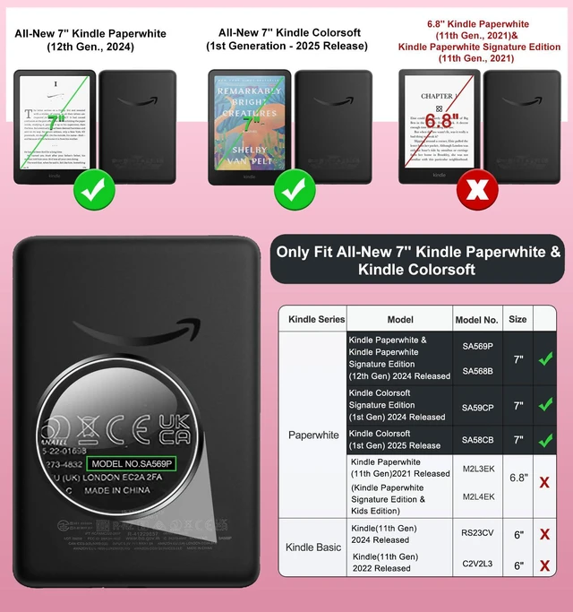 Alt view image 2 of 7 - Case for 7" Kindle Paperwhite 12th Gen & Colorsoft 2024, Glitter Pink | Scratch-Proof, Sparkly Clear Back, Full Protection, Light Shell, Auto Wake/Sleep,for Kindle Paperwhite & Colorsoft 2024/2025
