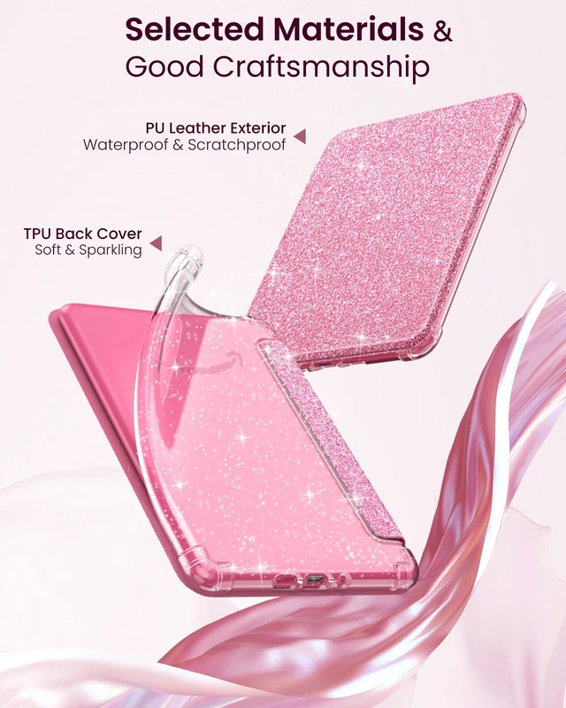 Alt view image 4 of 7 - Case for 7" Kindle Paperwhite 12th Gen & Colorsoft 2024, Glitter Pink | Scratch-Proof, Sparkly Clear Back, Full Protection, Light Shell, Auto Wake/Sleep,for Kindle Paperwhite & Colorsoft 2024/2025