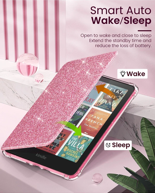 Alt view image 6 of 7 - Case for 7" Kindle Paperwhite 12th Gen & Colorsoft 2024, Glitter Pink | Scratch-Proof, Sparkly Clear Back, Full Protection, Light Shell, Auto Wake/Sleep,for Kindle Paperwhite & Colorsoft 2024/2025