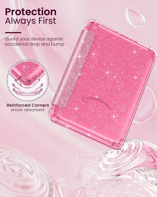 Alt view image 7 of 7 - Case for 7" Kindle Paperwhite 12th Gen & Colorsoft 2024, Glitter Pink | Scratch-Proof, Sparkly Clear Back, Full Protection, Light Shell, Auto Wake/Sleep,for Kindle Paperwhite & Colorsoft 2024/2025